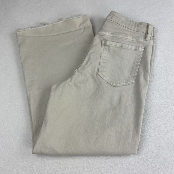 OAT New York High Rise Wide Leg Crop Pants Womens 4 Raw Hem 27W Oatmilk Spring - Picture 2 of 16